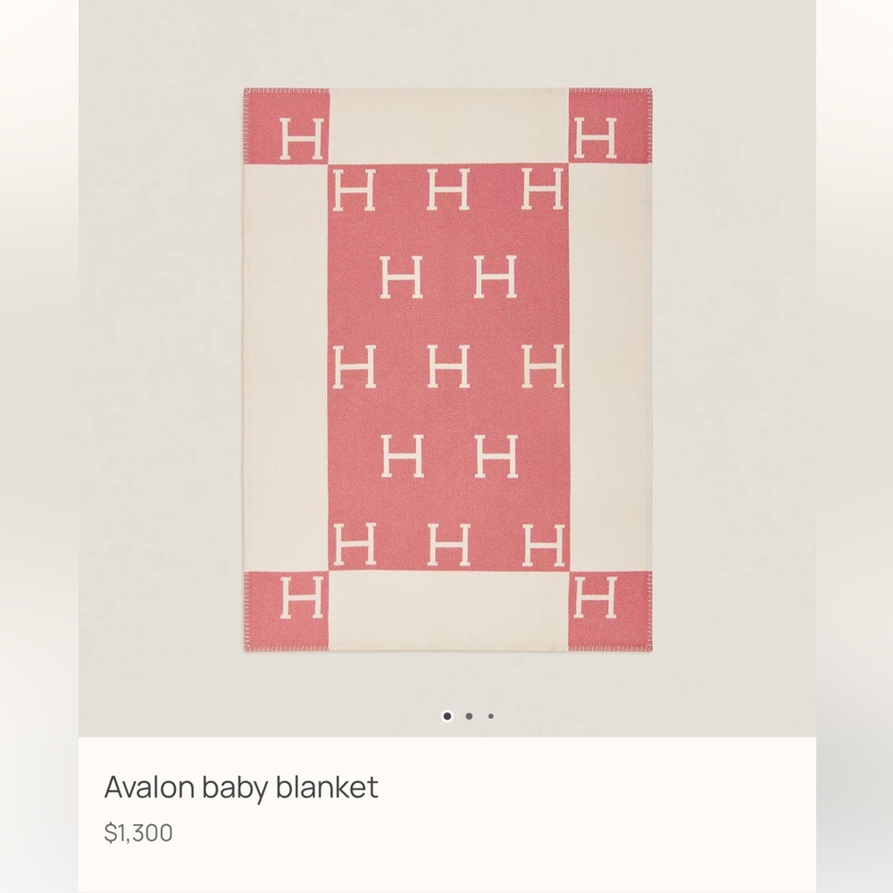 Hermes Rose Airelles / Blanc Avalon baby blanket